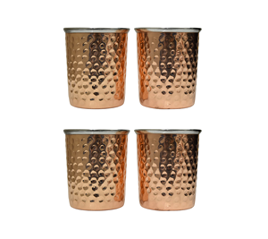 Oretrove Juego de vasos de agua martillados de tamaño personalizado Taza para beber pulida de cobre puro Regalo de fiesta de vino de 4 piezas - Product Image 2