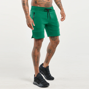 2026 nuevo logotipo entrenamiento cremallera bolsillo Jogging gimnasio Fitness cintura elástica Color sólido corto Atlético hombres correr sudaderas pantalones cortos conjunto - Product Image 3