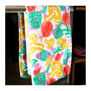 Serviettes de cuisine en coton biologique, blanches et rouges, brodées, écologiques, épaisses, absorbantes, en gros, fabrication OEM, étiquette privée - Product Image 4