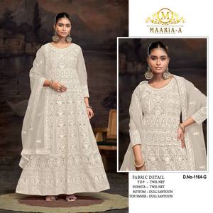 Thanh lịch nặng Twill <span class=keywords><strong>Net</strong></span> <span class=keywords><strong>anarkali</strong></span> ăn mặc với đa chủ đề thêu và đầy đủ backsize thêu cho những dịp đặc biệt - Product Image 2