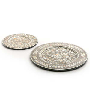 Lot de 2 plateaux de service pour hôtellerie Dernier design attrayant Assiette de charge décorative en nacre Plateaux de service à bas prix - Product Image 2