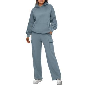 Conjunto de chándal bordado de algodón personalizado para mujer, nuevo diseño, patrón sólido, ropa de calle para invierno - Product Image 2