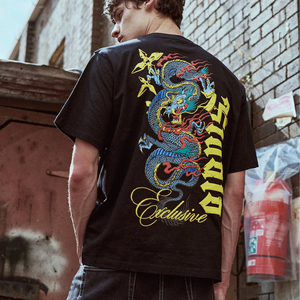 เสื้อยืดลายมังกรสุดพิเศษสไตล์ Y2K สำหรับผู้ชาย ผู้ผลิตเสื้อผ้าสั่งทำ เสื้อผ้าสตรีทแวร์ เสื้อยืดผ้าฝ้าย OEM/ODM เสื้อยืดลายกราฟิกสุดเท่ - Product Image 3