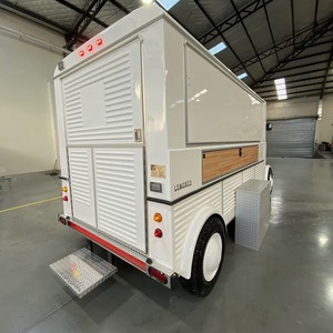 Retro White Food Truck <b>Mobile</b> <b>Catering</b> <b>Trailer</b> Stainless Steel Kitchen Vehicle for Ice Cream Hotdog Street Food for sale - Product Image 2