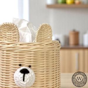 Cesta de Mimbre Tejida a Mano Artex Green Earth, Caja para Pañuelos con Diseño de Oso, Cestas de Almacenamiento Ecológicas Hechas a Mano, Mimbre Natural, Moderno y Multifuncional - Product Image 3