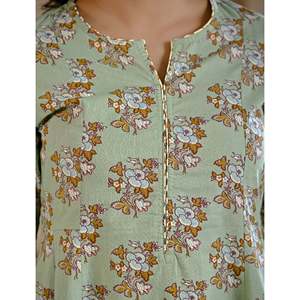 Conjunto de Kurta y Pantalón de Algodón Estampado con Patrón Floral Pastel, Ropa Casual Transpirable para el Día a Día, Opciones de Largo hasta el Suelo y hasta la Rodilla, Talla 6XL - Product Image 2
