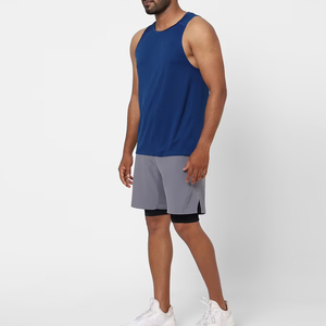 Couleur bleue hommes gym fitness débardeur 2024 personnalisé classique col rond confortable Durable séchage rapide respirant doux hommes débardeur - Product Image 2