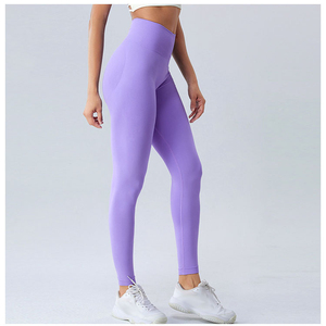 กางเกงกีฬาโยคะผู้หญิงกางเกงออกกำลังกายผ้าไนลอนเอวสูงแบบรัดรูปยกสะโพกนุ่มเก้านาทีกางเกงเลคกิ้งกีฬา - Product Image 1