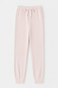 Pantalon de jogging décontracté à jambes larges en tricot côtelé pour femmes, taille élastique, coupe ample, écologique, respirant, coupe-vent - Product Image 3