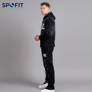 ชุดวอร์มมีฮู้ดสีทึบสำหรับผู้ชายชุดวอร์มพิมพ์ลายดิจิทัลแนวสตรีทผ้าซักแบบกำหนดเอง - Product Image 3