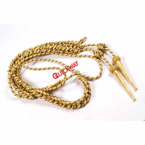 Aiguillettes de alambre de lingote francés con 2 puntas de metal Cordón de hombro uniforme metálico de alta calidad con etiquetas doradas - Product Image 3