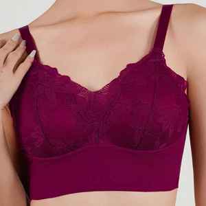 Soutien-gorge sans couture personnalisé pour femmes, coton confortable, respirant, dentelle sexy, type de broderie en dentelle, culottes - Product Image 6