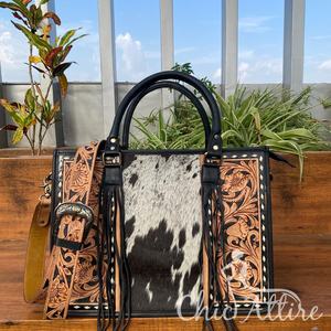 Bolso Tote de Cuero de Alta Calidad, Gran Capacidad, Diseño Artesanal, para Mujer, Estilo Occidental, con Flores, para Llevar Oculto, Bandolera - Product Image 1