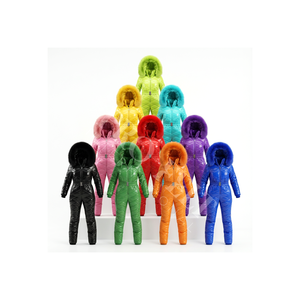 ชุดกันหิมะแบบชิ้นเดียวขนาดใหญ่พิเศษ คุณภาพสูง เงางาม บุผ้าควิลท์ สำหรับฤดูหนาว มีฮู้ดขนเฟอร์เทียมหนานุ่ม กันลม กันน้ำ สำหรับกิจกรรมกลางแจ้ง - Product Image 1