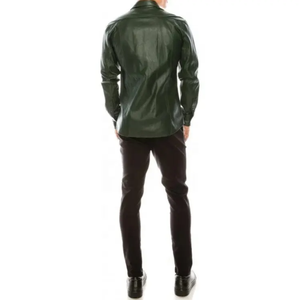 All Sizes New Arrival Customized High Quality Eco-Friendly Breathable <b>Men</b> Leather <b>Shirts</b>-Stand Collar Casual Style Professional - Product Image 5