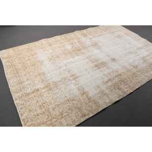 Alfombra Turca de 5.4x8.6 pies, Alfombra, Alfombra Ikat Blanca de Lana - Product Image 3