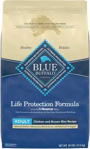 Blue Buffalo Life Protection Formule Nourriture sèche naturelle pour chiens adultes, poulet et riz brun 30-lb