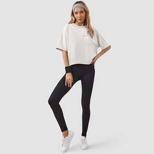 Camisetas cortas elegantes y cómodas para mujer, camisetas 100% de algodón ligeras en blanco para mujer, camisetas cortas de Fitness para mujer - Product Image 2