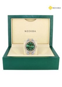 นาฬิกาแอนะล็อก Moissanite หน้าปัดสีเขียวสดใสแบบอินเดียใส่ได้อย่างทั่วถึงนาฬิกาหรูที่ตั้งไว้อย่างดีที่สุดโดยผู้ขาย - Product Image 5