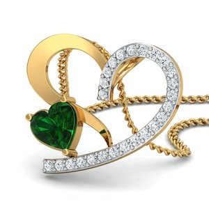 Colgante de Zirconia con Forma de Corazón en Cristal Verde, Chapado en Oro, Colgante Delicado al por Mayor para Mujer - Product Image 2