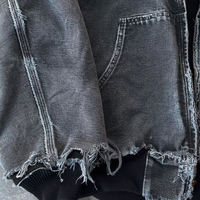 Mode Travail Denim Jean Veste Vierge Impression Acide Lavage Canard Toile Vintage Outwear Bomber Surdimensionné À Capuche Pour Hommes