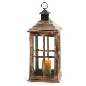 Lanterne à bougie unique en bois et métal avec poignée pour la décoration de la maison, du balcon et du jardin, éclairage décoratif, lanternes suspendues - Product Image 6