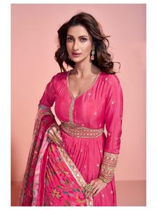 Vêtement Salwar en soie chinon imprimé à paillettes et broderies, tendance féminine, fabricant et fournisseur de Surat - Product Image 6