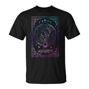 T-shirt du zodiaque Aquarius Tarot Janvier-Février avec astrologie de naissance pour les passionnés d'astrologie - Product Image 2
