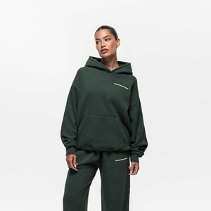 ชุดวอร์ม2ชิ้นสีเขียวโอเวอร์ไซส์สำหรับผู้หญิงชุดฝึกวิ่งและออกกำลังกายเล่นยิมแบบกำหนดเอง - Product Image 3