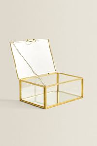 Boîte à bijoux décorative en verre de stockage de bijoux boîte à bijoux design attrayant boîte à bijoux en verre et laiton transparent à bas prix - Product Image 3