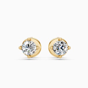 Boucles d'oreilles solitaires classiques en diamant de culture 0,21 ct en or jaune, blanc et rose 9 carats - Product Image 3