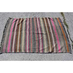 <b>Pink</b> Black Traditional Turkish Rug Handmade <b>Wool</b> Latex Backing Rectangle Patchwork Pattern for Living Bedroom (3.2 X 5.1 Ft) - Product Image 3