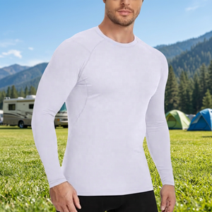 <b>Men's</b> <b>Long</b> <b>Sleeve</b> Rash Guard <b>White</b> Quick Dry Polyester Shirt for Adults - Product Image 4