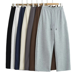 Wholesale <b>Women</b> Flare <b>Jogger</b> Polyester/Cotton Breathable Soft Baggy Wide <b>Straight</b> <b>Leg</b> Fleece High-Waisted Elastic Sweatpants - Product Image 1
