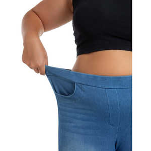 Short en jean Jenna Rose bleu clair taille haute en spandex/coton extensible, coupe décontractée ample avec poches, respirant, essentiel pour l'été, sexy - Product Image 5