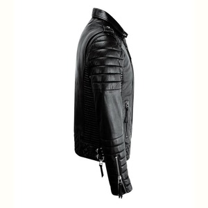 Vêtements de mode en cuir pour hommes Veste en cuir Veste de motards pour homme Manteau pour homme Veste de moto à col montant pour hommes - Product Image 3