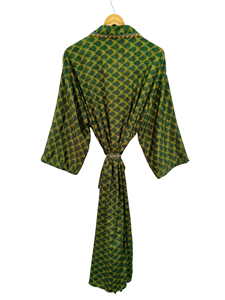 Kimono de verano de lujo para cubrir el bikini, bata larga de noche, Kimono Sari de seda reciclado vintage indio hecho a mano, - Product Image 3