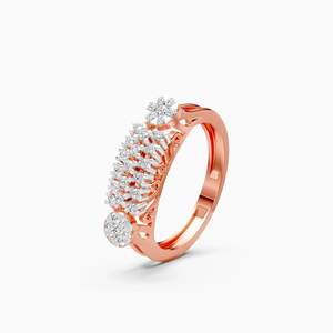 Atractivo anillo de compromiso con diamantes cultivados en laboratorio en forma de racimo redondo de 0.37 quilates en oro amarillo, blanco y rosa de 9 quilates. - Product Image 3