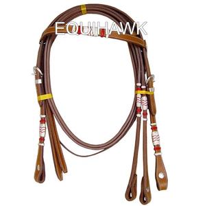 Cabezal de Cuero Personalizado Estilo Western para Montar a Caballo, Tejido en Cuero Crudo, Color y Tamaño Personalizables, Producto Ecuestre - EQUIHAWK MVE-1129 - Product Image 1