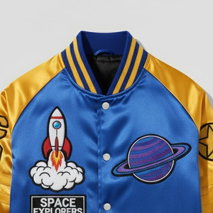 แจ็กเก็ตผ้าซาตินสำหรับผู้ชายแจ็คเก็ตผ้าซาตินปักลายโลโก้ผ้ากำมะหยี่ออกแบบได้ตามต้องการ - Product Image 3