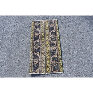 Tapis traditionnel en laine noire et jaune 1.7x3,2 pieds Tapis rectangulaires turcs classiques avec support en latex pour décorations de salon - Product Image 1