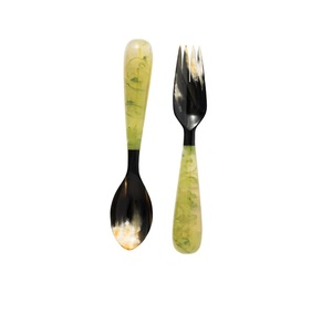 Decorative Luxury Handmade Resin & Horn Salad Server Spoon and <b>Fork</b> with Long Handle Modern Design Eco-Friendly for Party Use - Product Image 3