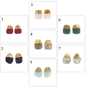 Pendientes de tuerca de cuarzo sin cortar con punto Natural, cristal curativo, oro galvanizado, regalo - Product Image 2