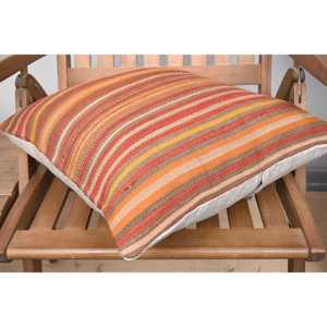 Subtle Striped Beige Kilim Wool Rug <b>18x18</b> Inch Pillow Vintage Pattern Woven Technique - Product Image 4