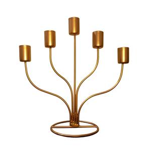 Attractive Design 5 Arm <b>Gold</b> Metal <b>Candelabra</b> Candle Holder Stand Decorative Aluminium Wedding Tabletop For Home & Events Decor - Product Image 4