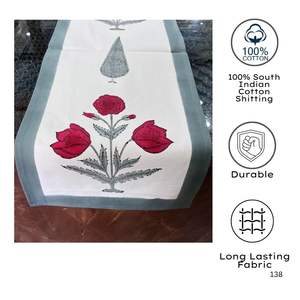 Chemin de table en coton TNT de qualité supérieure fabriqué à la main Jaipuri ethnique main bloc impression élégante feuille Design lavable en Machine pour la maison - Product Image 4