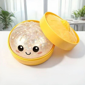 Kawaii Glitter Squishy Dumpling Stress <b>Ball</b> Soft <b>Squeeze</b> Fidget Toy with Steamer Box Sensory Toy for Adults Anxiety Relief - Product Image 4