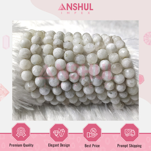 Pierre de lune arc-en-ciel blanche de qualité supérieure hautement utilisée pierres précieuses flashy à facettes brins de perles de 8mm pour l'énergie féminine et l'intuition - Product Image 4