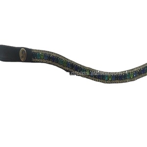 Bandeau à sourcils en cristal décoratif de qualité supérieure, équipement cheval en cuir, prix en gros, avec bouton à pression - Product Image 1