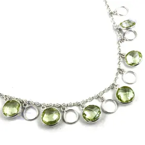 Collier en argent 925 pour femmes, à la mode, avec pierres précieuses vertes, bijoux cadeau - Product Image 2